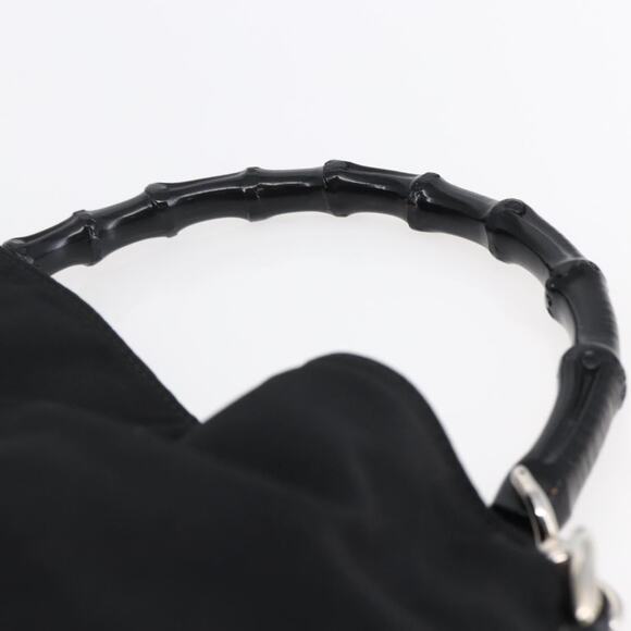 GUCCI Bamboo Hand Bag Nylon Black Silver 001 1638 001 1638 - Picture 8 of 12